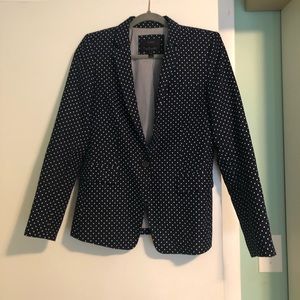 JCrew Navy and White Polka Dot Blazer